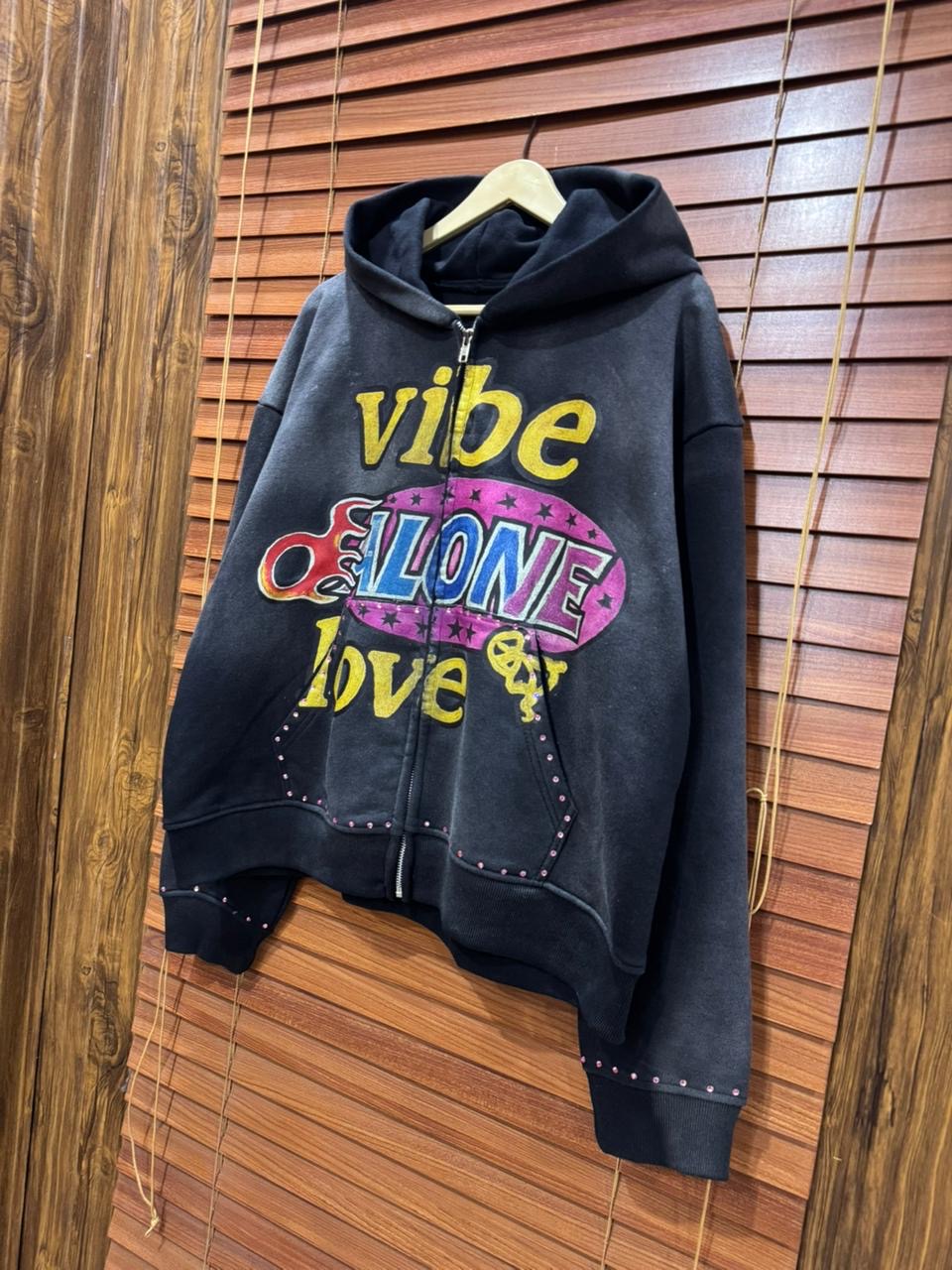 VibeAlone love pink rhinestone jacket