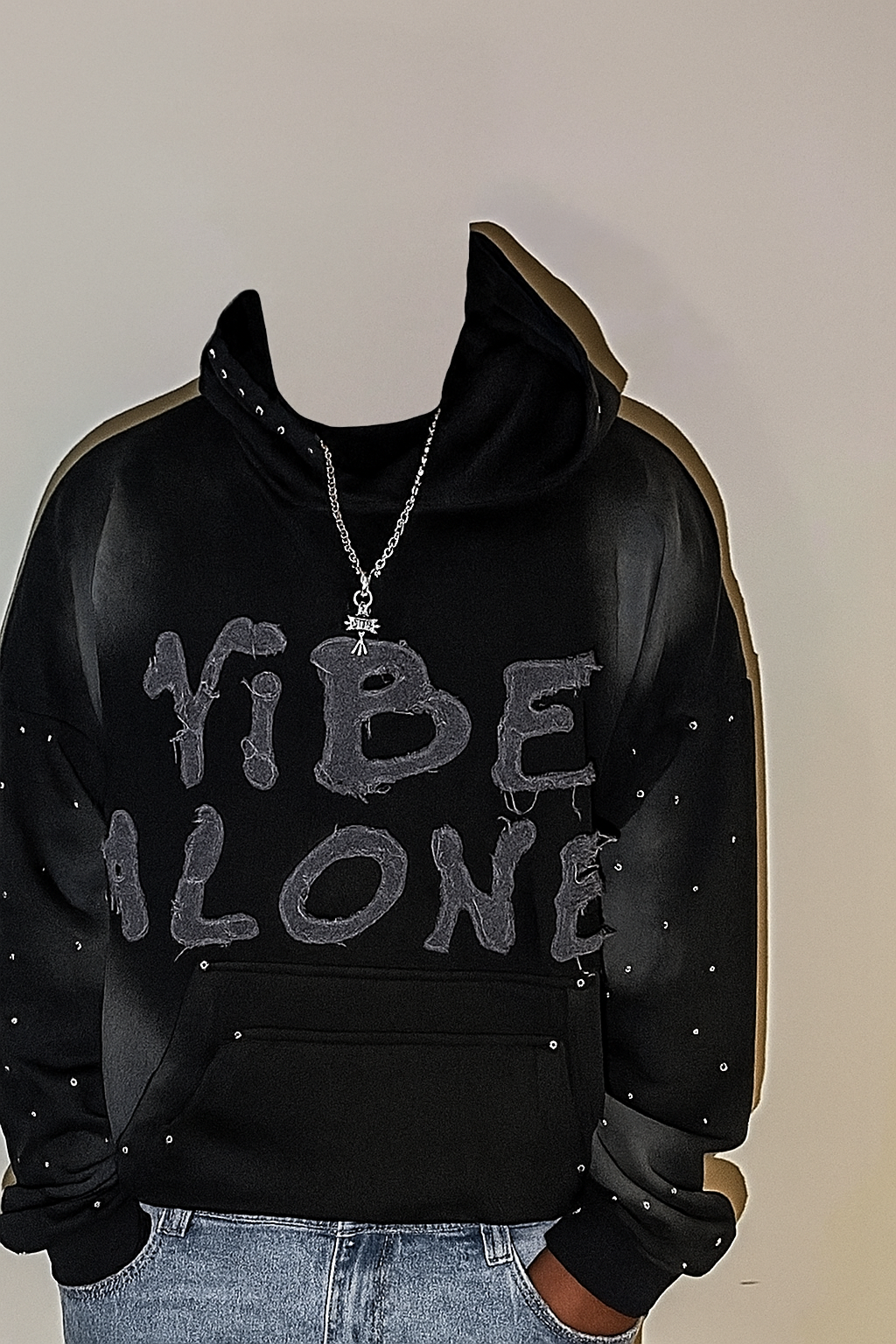 Vibe Alone Rhinestones Hoodies